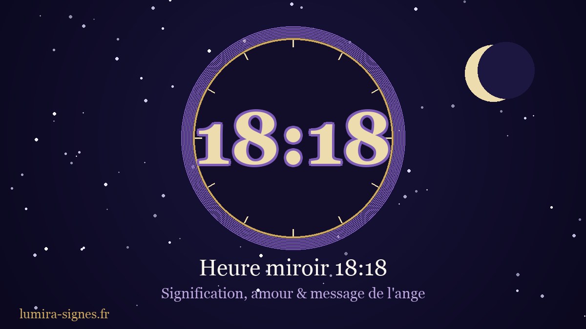 Cadran de l'heure miroir 18h18 — signification, amour et message de l'ange